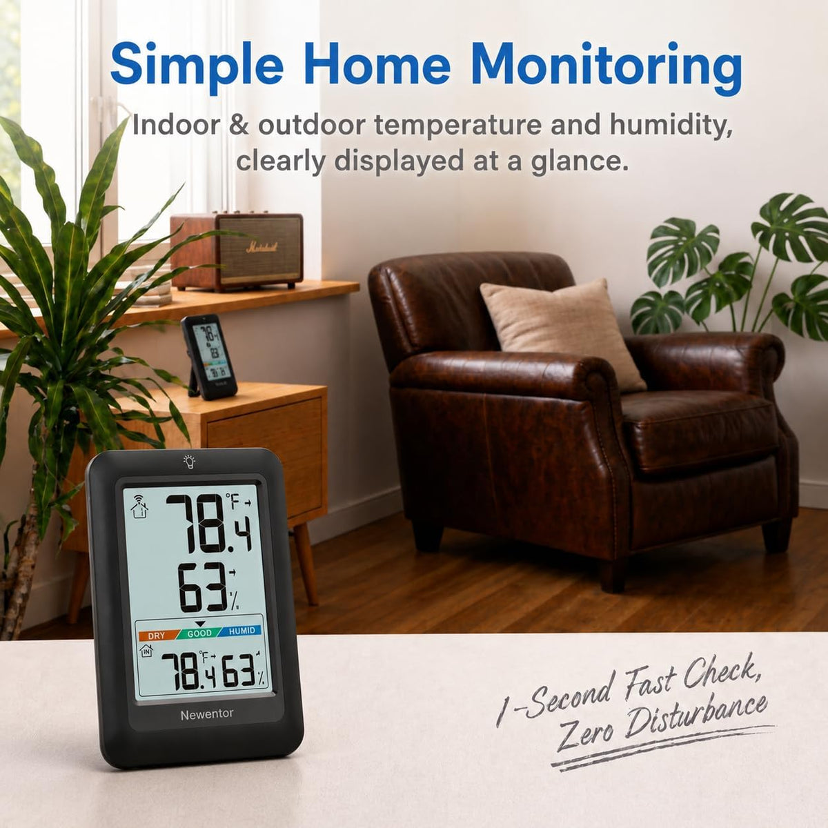Newentor Indoor Outdoor Thermometer Wireless with 24H/48H/ALL-TIME High Low