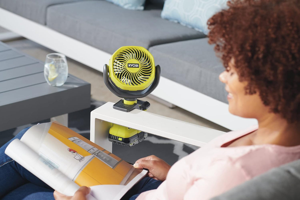 Ryobi RCF18-0 18V ONE+ Cordless 10cm Clamp Fan (Bare Tool) Hyper Green | PCF02B - Battery and Charger are Sold Separately