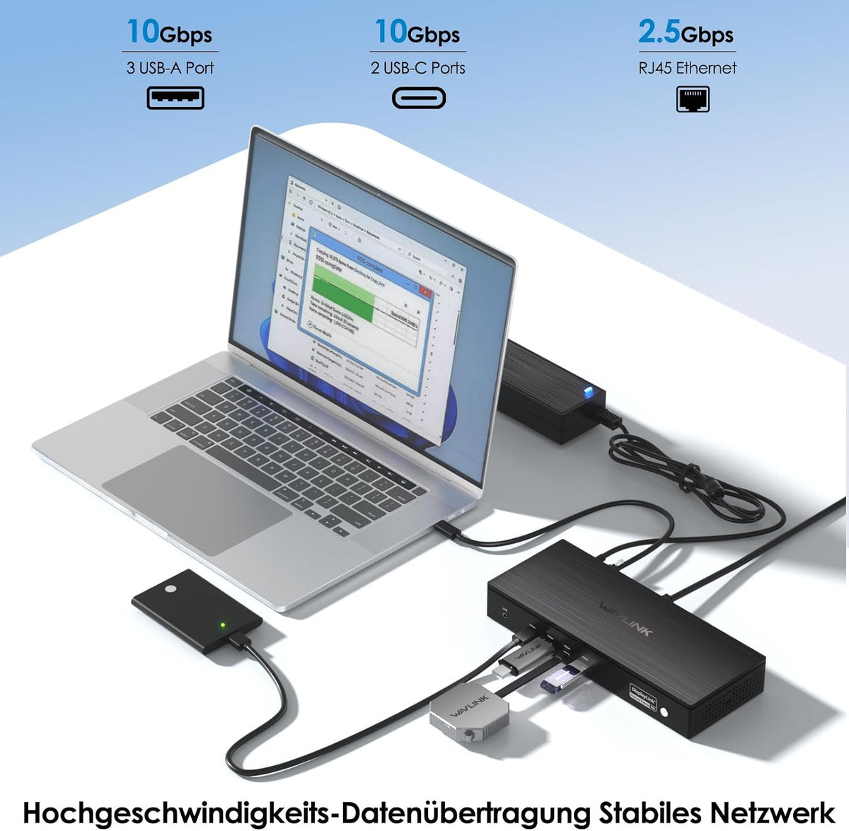 WAVLINK Pro Docking Station 5 Monitors, Up to Five 4K Displays for Mac(M1-5, Neo) & Windows, DisplayLink Dock with PD100W, 2X DP 1.4(120Hz), 2X HDMI, Alt HDMI, 2.5Gbps Ethernet, Driver Required DL7400
