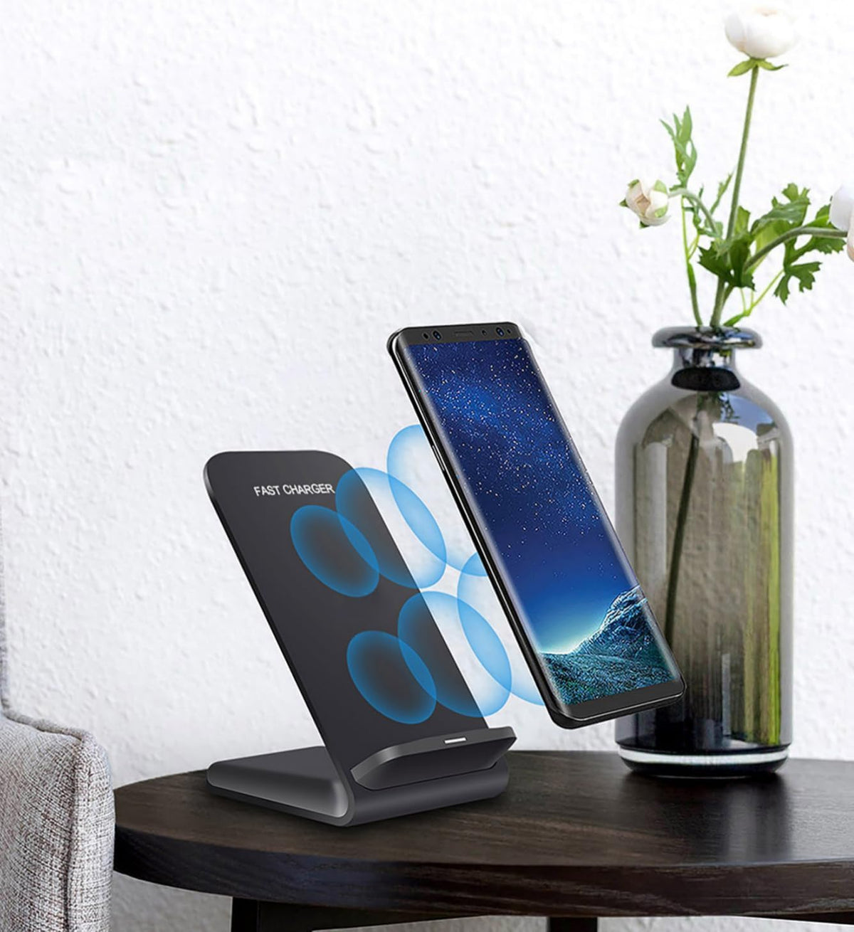 2 Pack Wireless Charging Stand, 20W Fast Charging Stand with QC3.0 Adapter for Samsung Galaxy S25/S25+/S25 Ultra/S24/S23/S22/S21/Note, for iPhone 17 Air Pro Max/16/15/14/13/12/11 Series, and More.