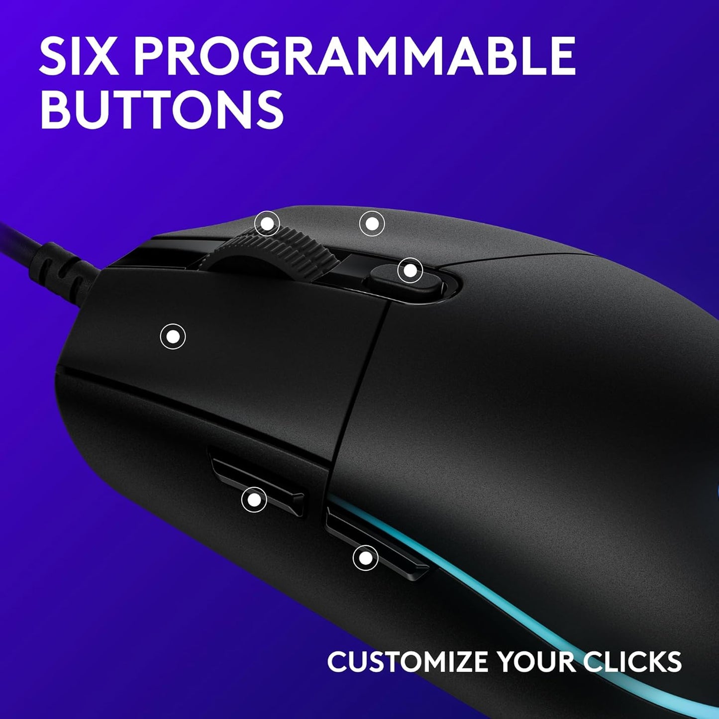Logitech G203 Wired Gaming Mouse - Black | LIGHTSYNC RGB, On-Board Memory, 6 Programmable Buttons, Compabile with PC/Mac