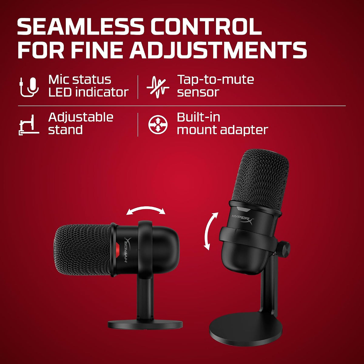 HyperX SoloCast – USB Condenser Gaming Microphone, for PC, PS4, PS5 and Mac, Tap-to-Mute Sensor, Cardioid Polar Pattern, great for Streaming, Podcasts, Twitch, YouTube, Discord,Black
