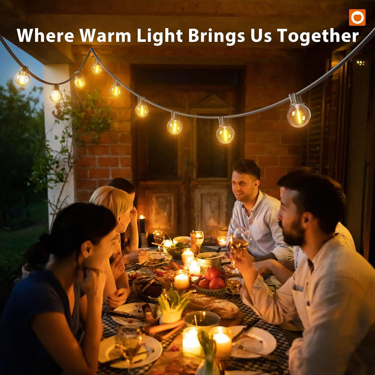 addlon Outdoor String Lights 100FT G40 with APP 54 LED Shatterproof Bulb
