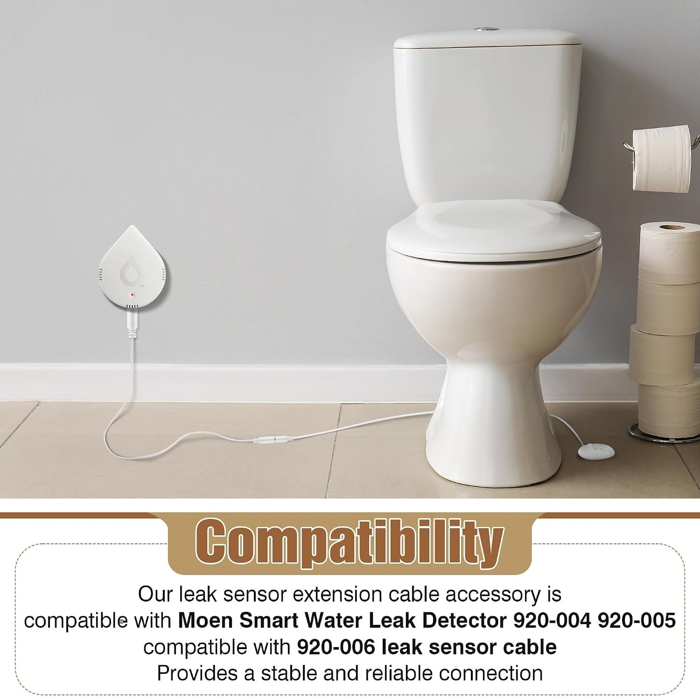 Feekoon Foot Sensing Add Compatible with Moen 920-006, 6' Leak Sensor Extension Cable Accessory Compatible with Flo Smart Water Detector 920-004 920-005, White