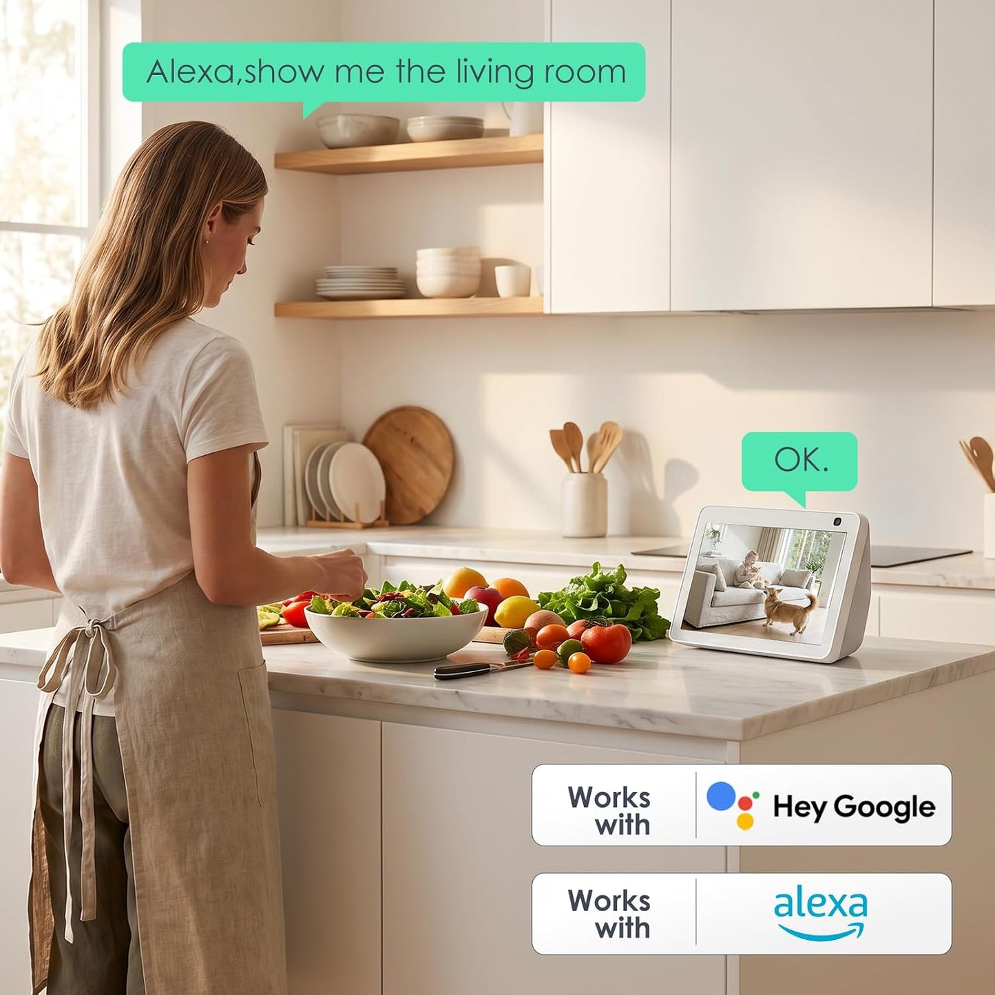YOTON Indoor Security Camera, 2K 360° Wi-Fi Baby Monitor & Pet Camera w/Motion Tracking, 2-Way Audio, Night Vision, SD/Cloud, Compatible with Alexa & Google Home, 2.4/5GHz