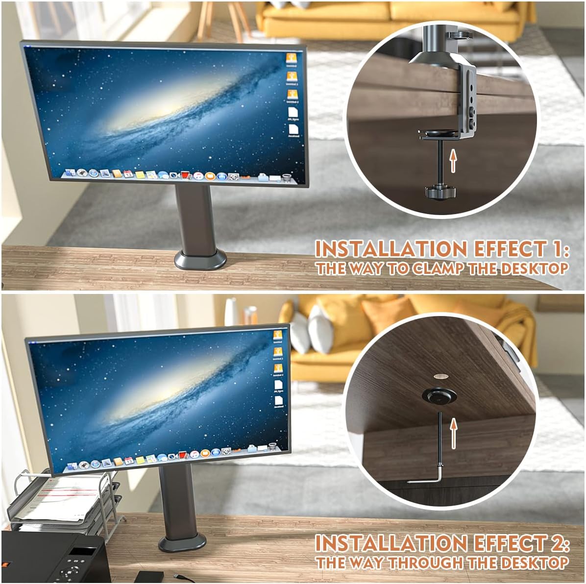 HEMUDU Single Desk Monitor Arm Mount Stand Fit for 13 inch to 32 inch Flat Curved Computer Screen with Swivel, Height Adjustable, Rotation,Holds up to 77lbs, Black