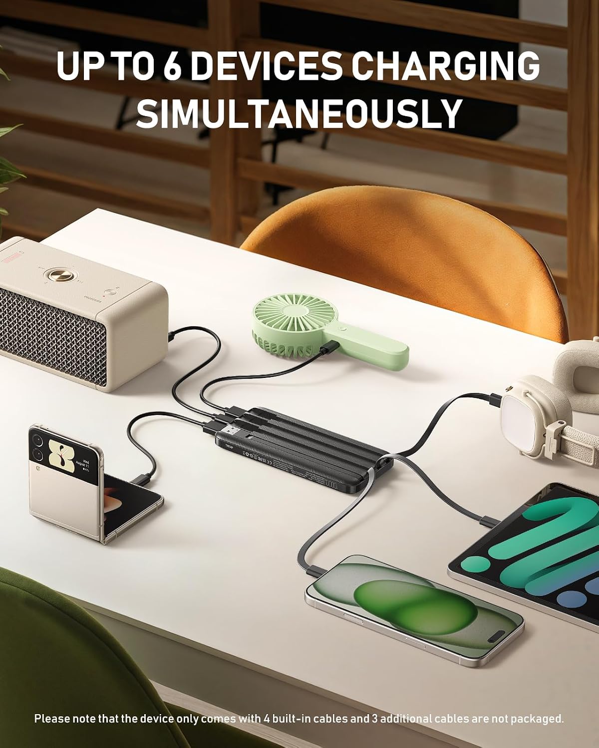 charmast Portable Charger Built-in Cables, 10000mAh Slim Power Bank Pocket | 22.5W Fast Charging Battery Pack for iPhone 17/16/15 Samsung Android, Flight-Approved, Multi-Device, USB-C, Daily Commute