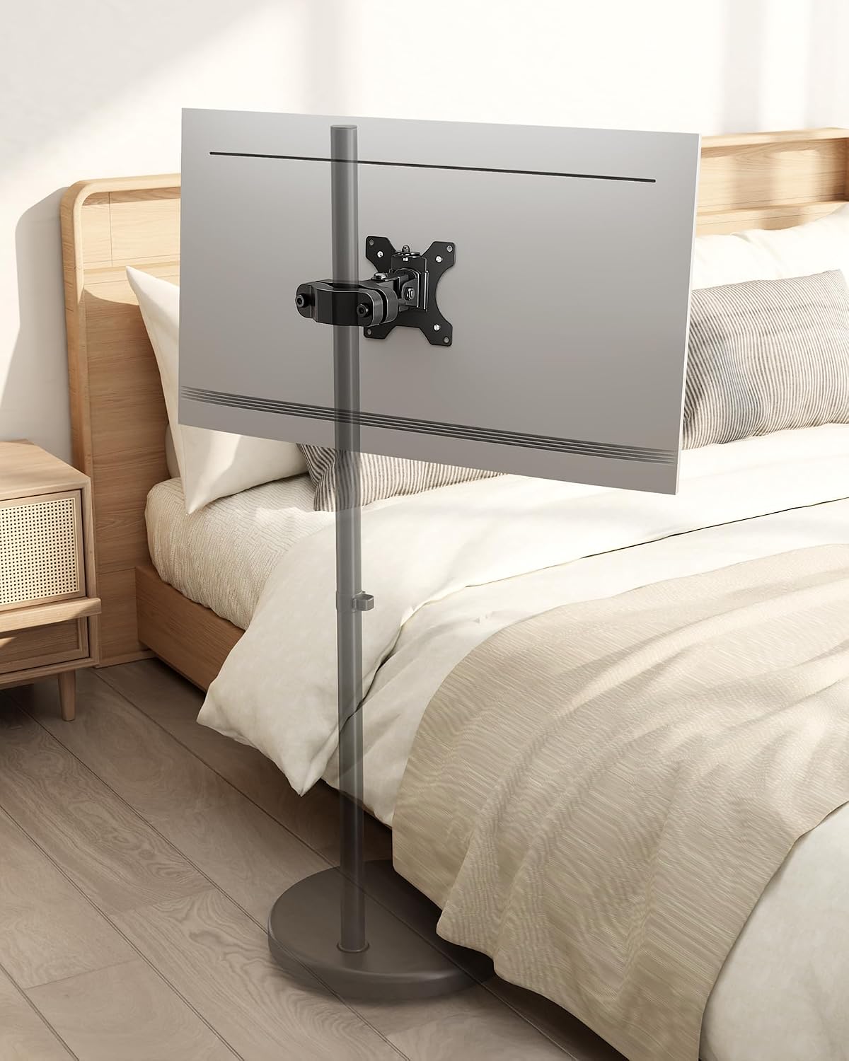 monTEK Pole Monitor Mount Bracket, Full Motion,17–32" Screen,Up to 17.6 Lbs | Lightweight Portable Pole Mount for 17–32"Monitors, Fits 1.1"–2.4" Poles, Ideal for Office, Classroom & Gaming Setups
