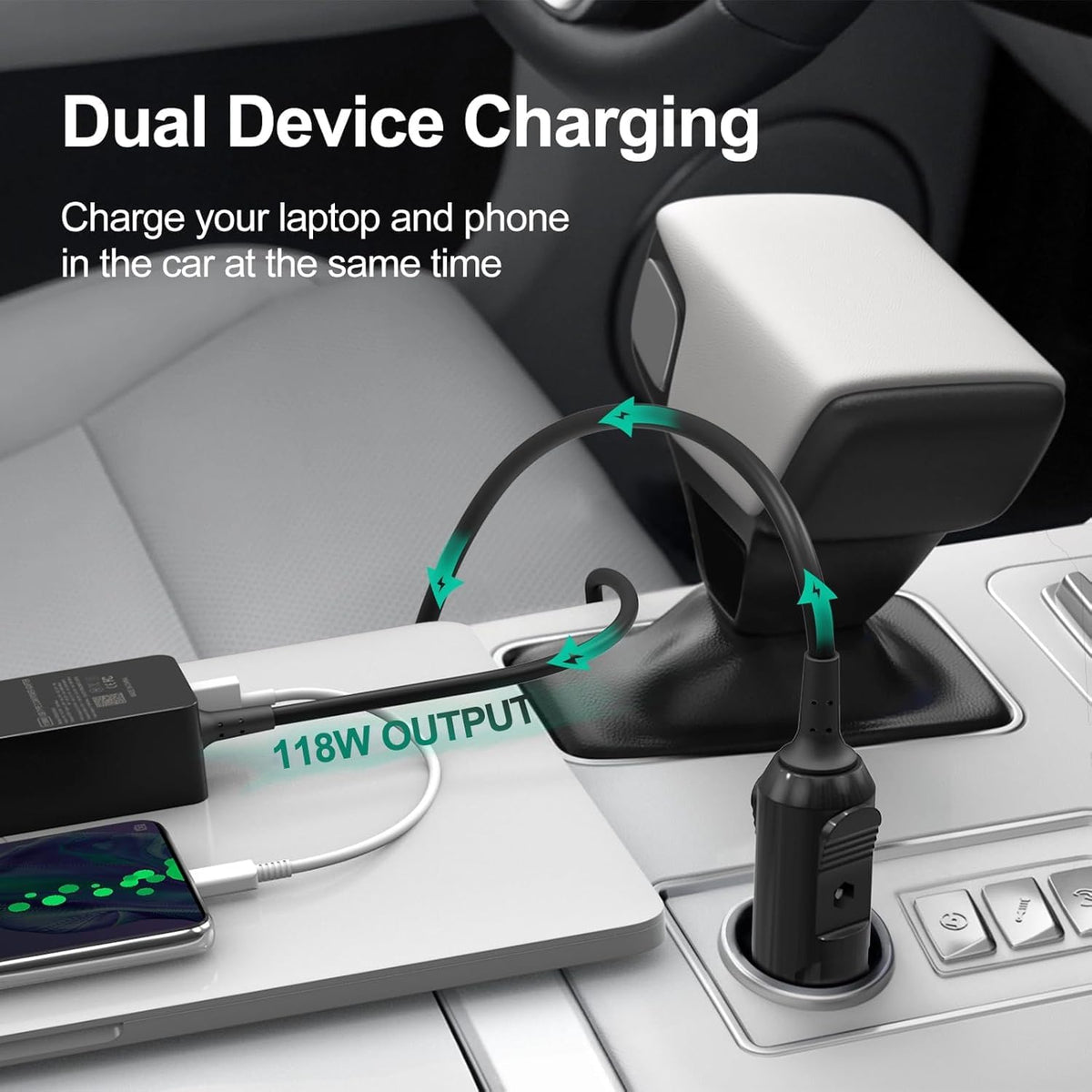 100W Laptop Car Charger USB C Car Charger for Dell Latitude/Precision/XPS, Compatible MacBook Pro/Air,HP Spectre/Elitebook,Samsung Galaxy,Asus,acer,Lenovo ThinkPad/Yoga/Idea Car Laptop Charger