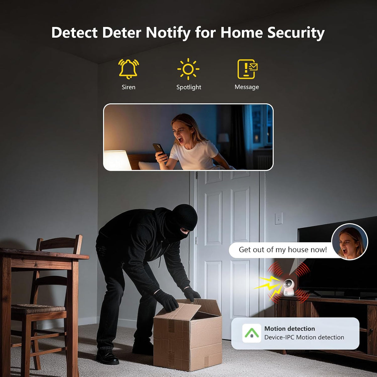 3MP WiFi Indoor Pet Security Camera,Room Camera for Home Security