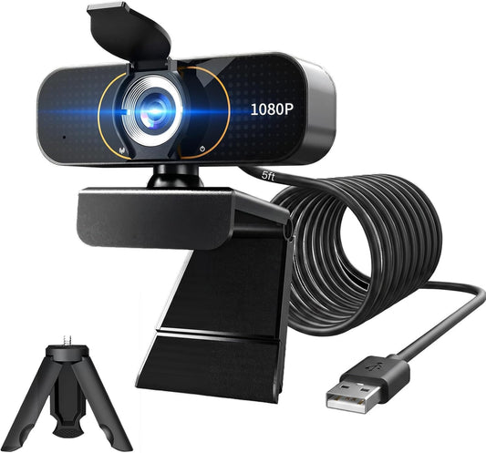 1080P Webcam for PC & Laptop with Microphone — Stay Connected | Plug and Play No Driver, Crystal Clear Video Auto Lighting, Privacy Physically Protected, Mount It Anywhere in Seconds