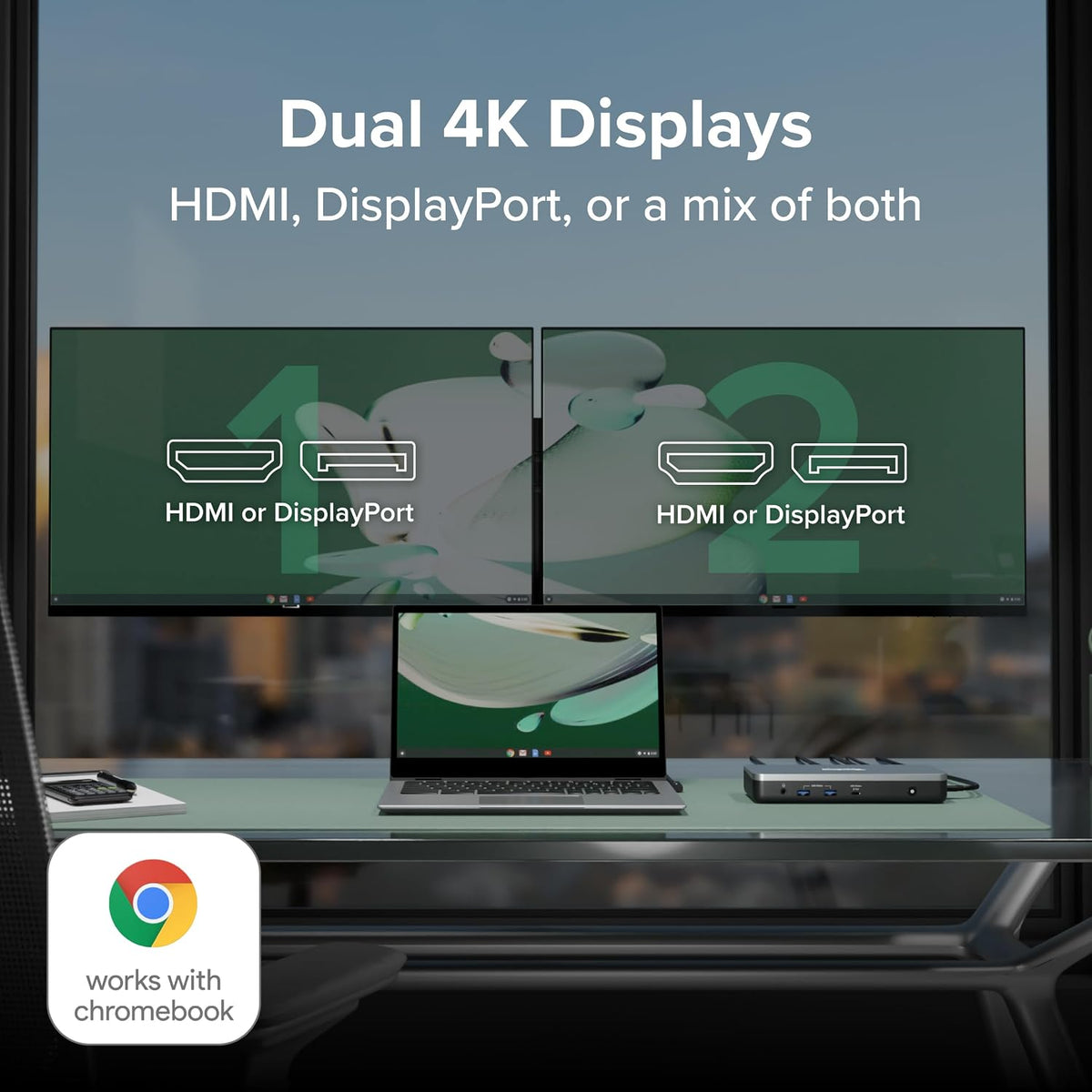 Plugable 12-in-1 Dual 4K USB-C Docking Station for ChromeOS/Windows