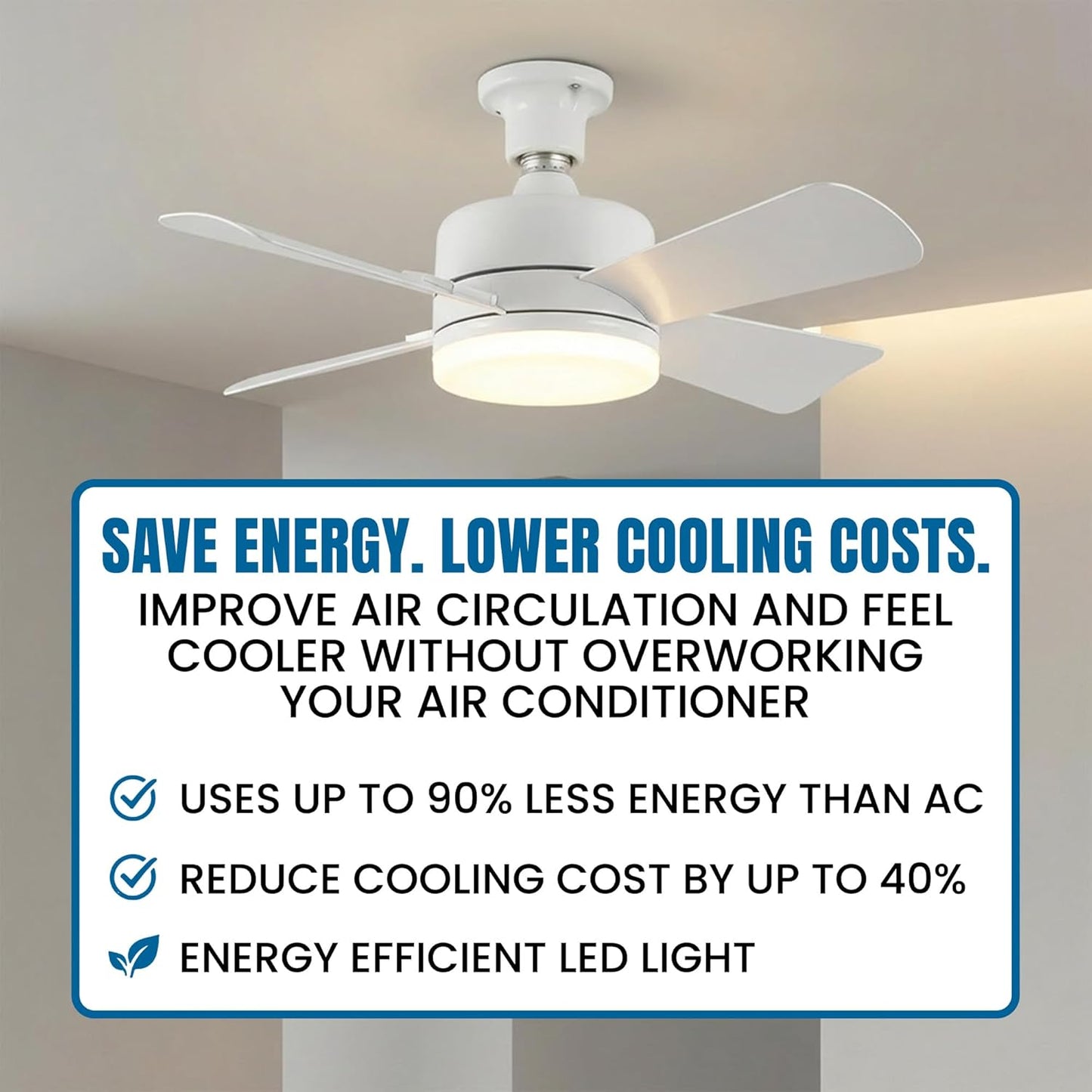 SOCKET BREEZE 15.4" Socket Fan Light Celing Fan with Remote Control | 1000 Lumens, 3 Speed & Light Modes, Portable Easy to Install Ceiling Fans Replacement for Bedroom, Bathroom, Living Room