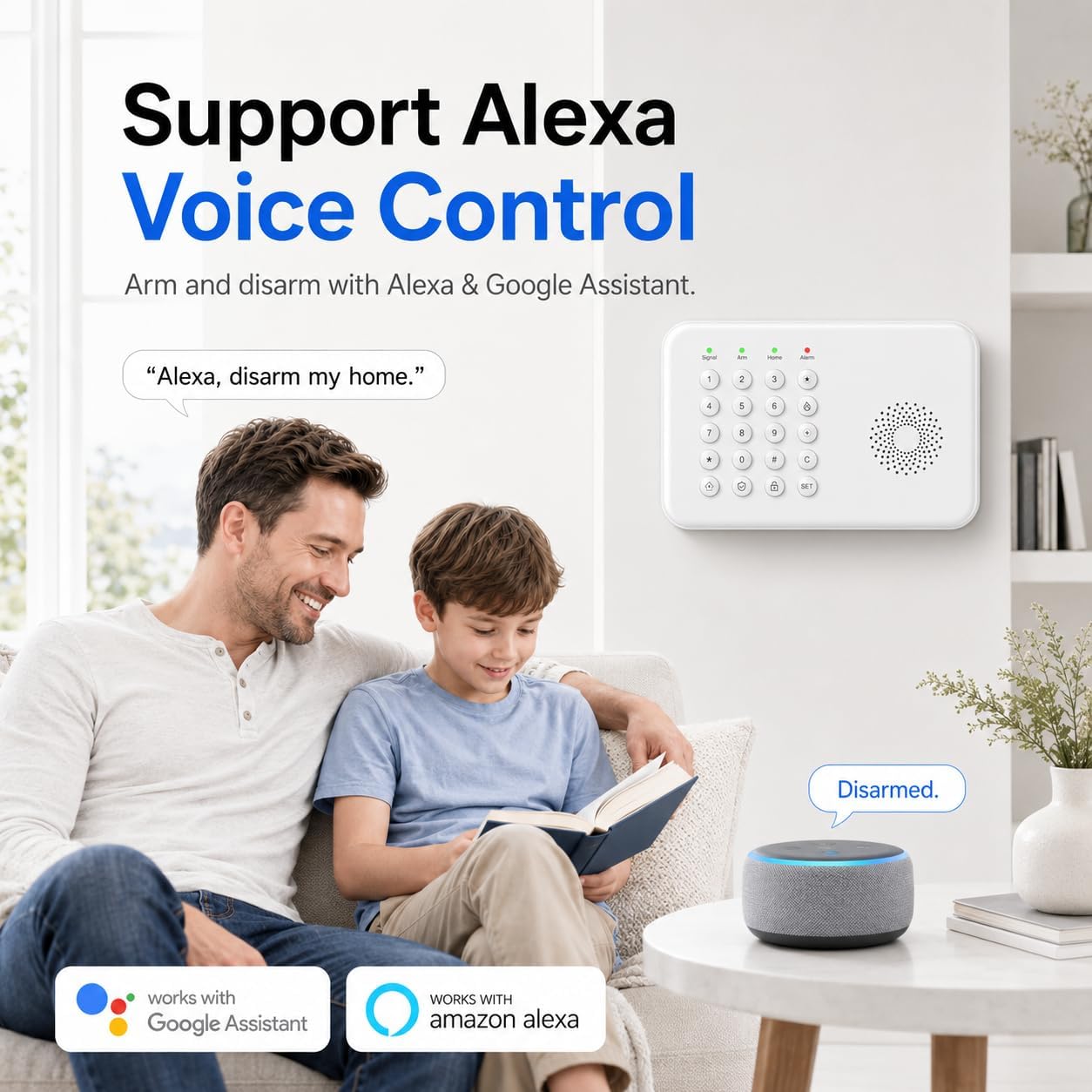 Wireless Home Security System WiFi/4G Home Alarm System with Phone APP Alert | Voice Control | No Subscription Fees | 24/7 Monitoring | Alexa Compatible