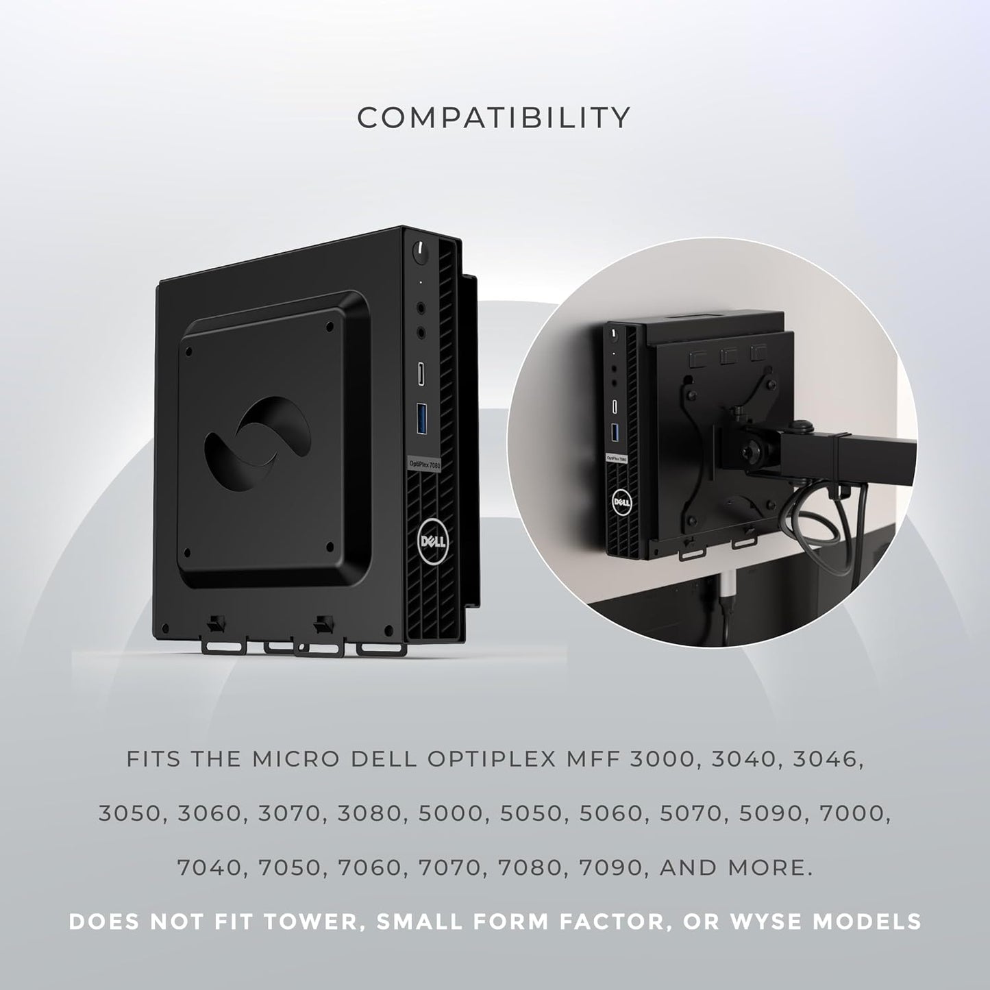 HumanCentric Dual VESA Mount for Dell OptiPlex Micro, Monitor Arm Support | 100x100mm VESA Compatible, Wall Mount & Monitor Arm Support, Power Supply Holder Sold Separately. Part no 101-2110