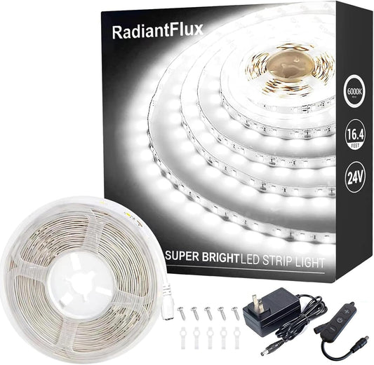 White Led Strip Lights for Bedroom Small Dimmable LED Lights Strip 16.4ft Super Bright Flexible LED Tape Lights Rope Light for for Room Home Decor Luces Leds for Living Room Kitchen Vanity Mirror