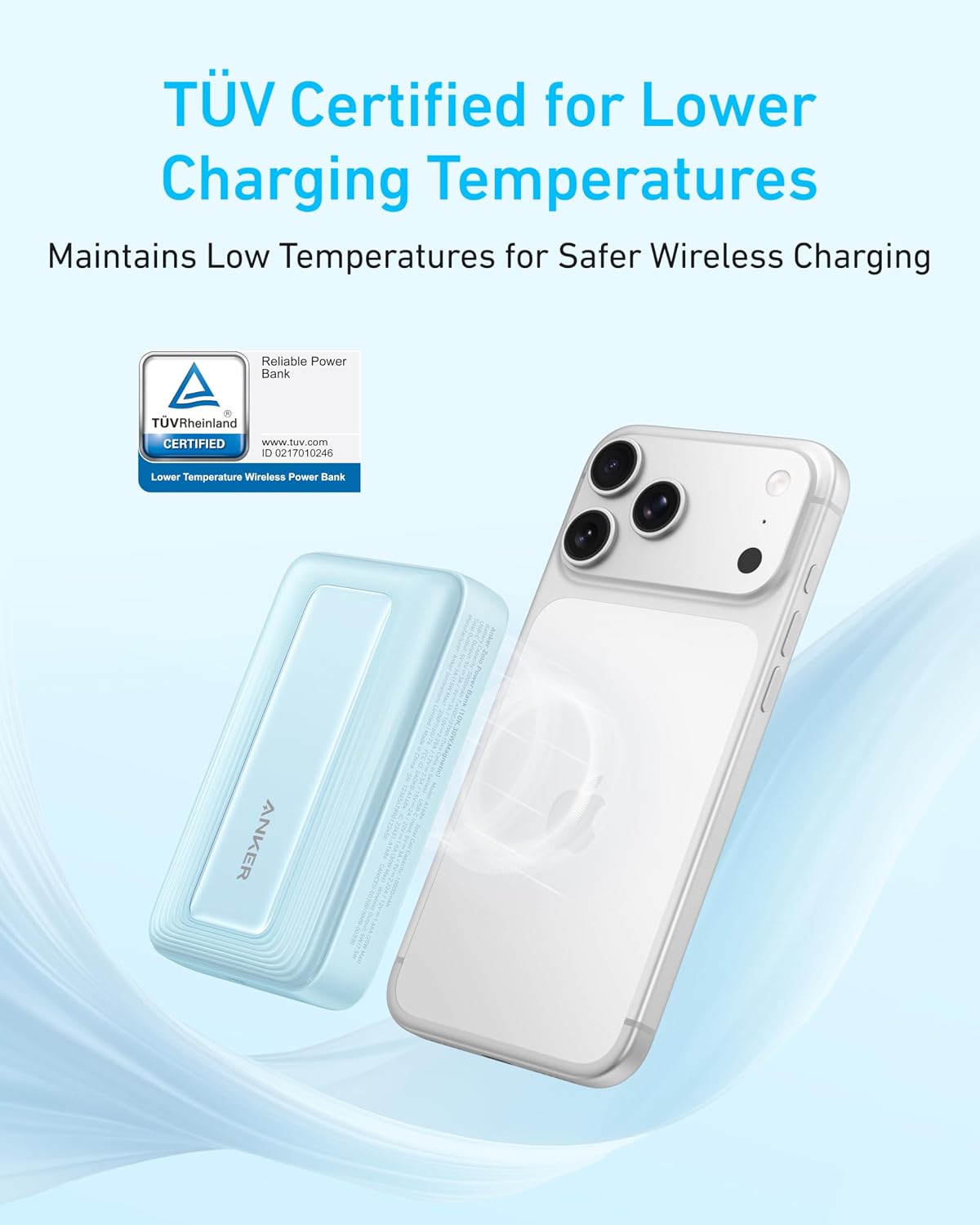 Anker Zolo Magnetic Power Bank,10,000mAh Magsafe Portable Charger | Compact Wireless Battery Pack with 30W Max Fast Charging, Skin-Friendly and Durable Design for Travel