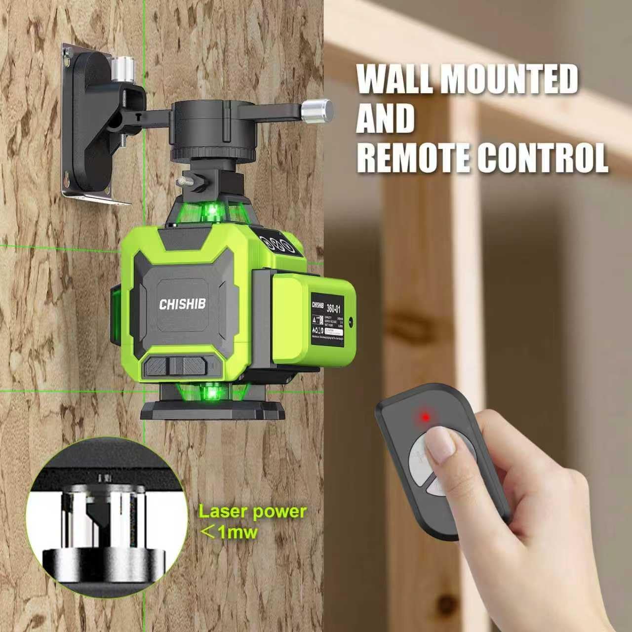 WEIDDW Laser Level 360° Green Cross Line Self Leveling Laser Measuring Tool