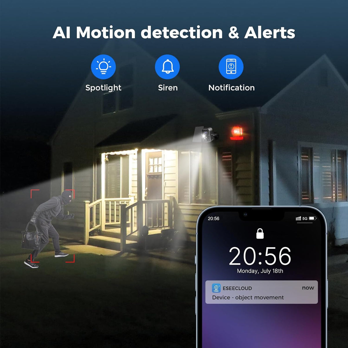 Hiseeu Security Cameras Wireless Outdoor, 3pcs Solar Powered 2K 4MP Surveillance WiFi Cameras for Home Security Outside, PIR/AI Motion Detection, Waterproof, Color Night Vision, 2-Way Audio, Black