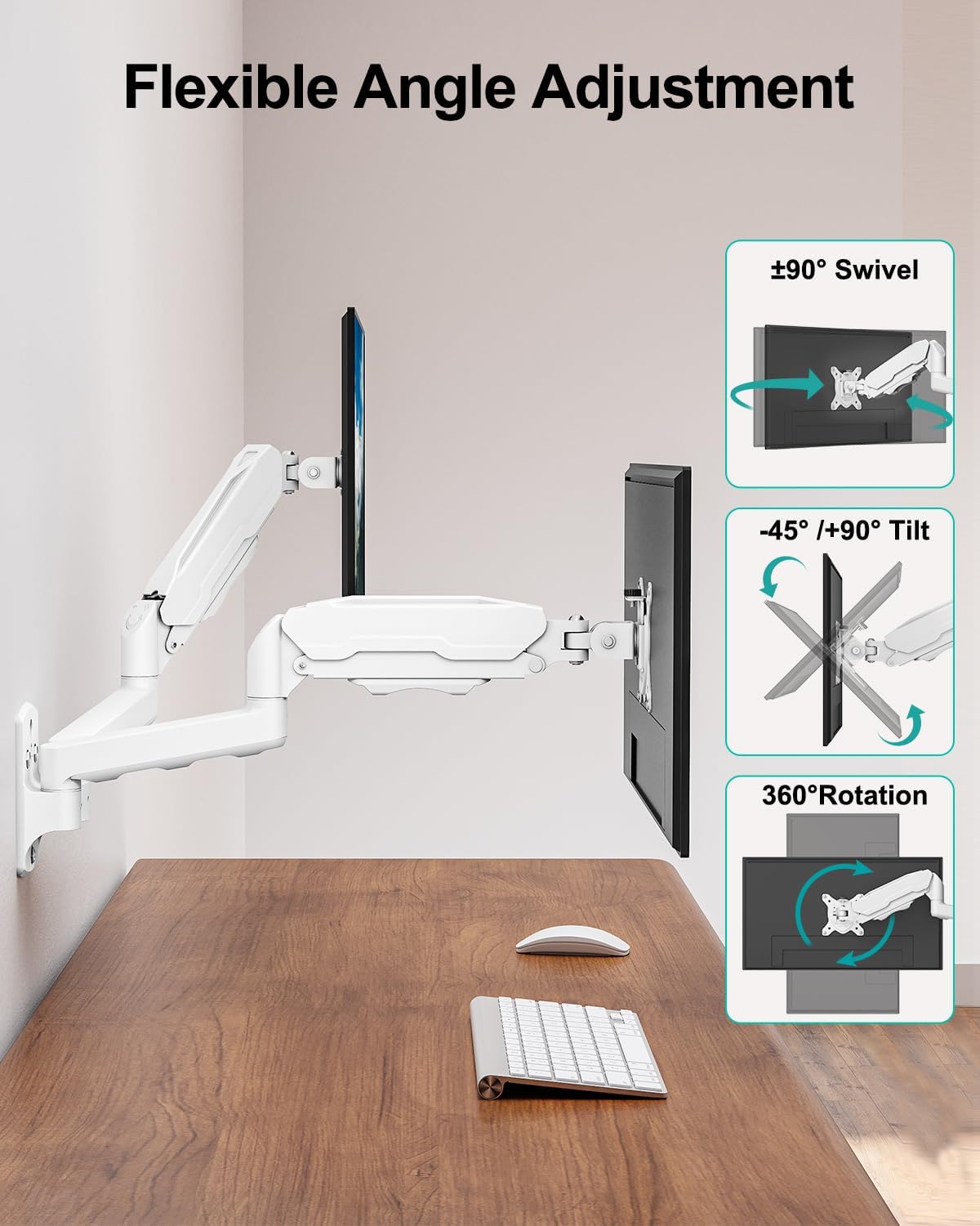 MOUNT PRO Dual Monitor Wall Mount for Max 32" Screens, Up to 19.8lbs Each
