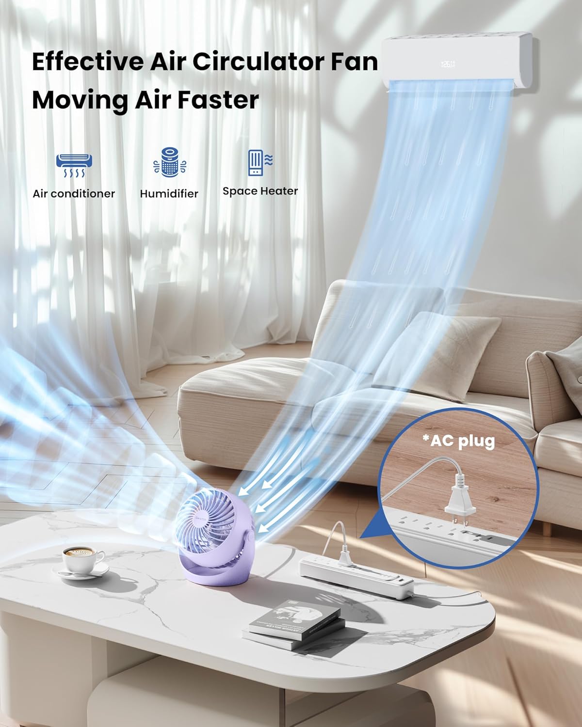 Gaiatop Desk Fan, 5-Inch Portable Electric Table Desktop Air Circulator Fan | Powerful with 3 Speed 360° Adjustable Tilt Compact Design For Cooling Home Room Bedroom Bathroom Kitchen Office