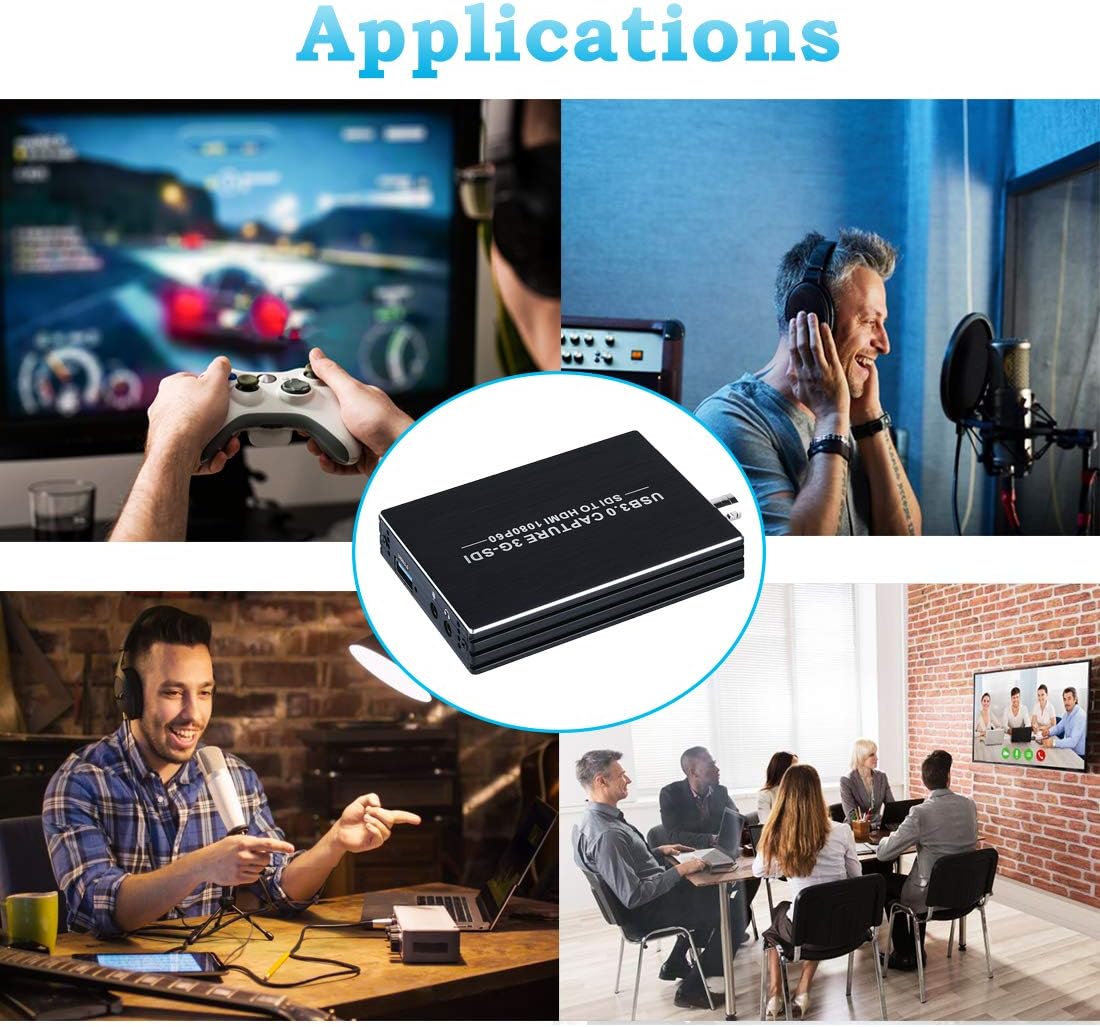Groza SDI Capture Card USB 3.0, SDI to USB 3.0 with HDMI Loopout, 1080P 60Fps SDI HDMI Video Audio Capture for Game Streaming Video Recording for Windows, Linux, OS X