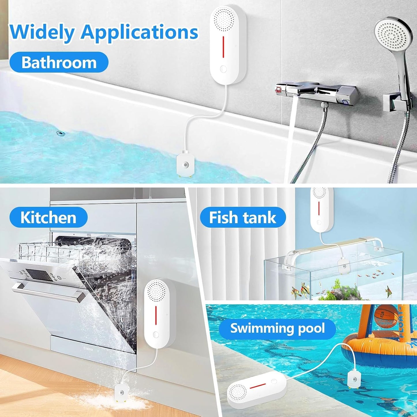 Water Detector Alarm, Smart Water Sensor Alarm Water Leak Detector, 100dB Water Detector Alarm with App Remote Monitor, Wireless Tank Level Monitor for Basement,Kitchen,Bathroom.1PCS