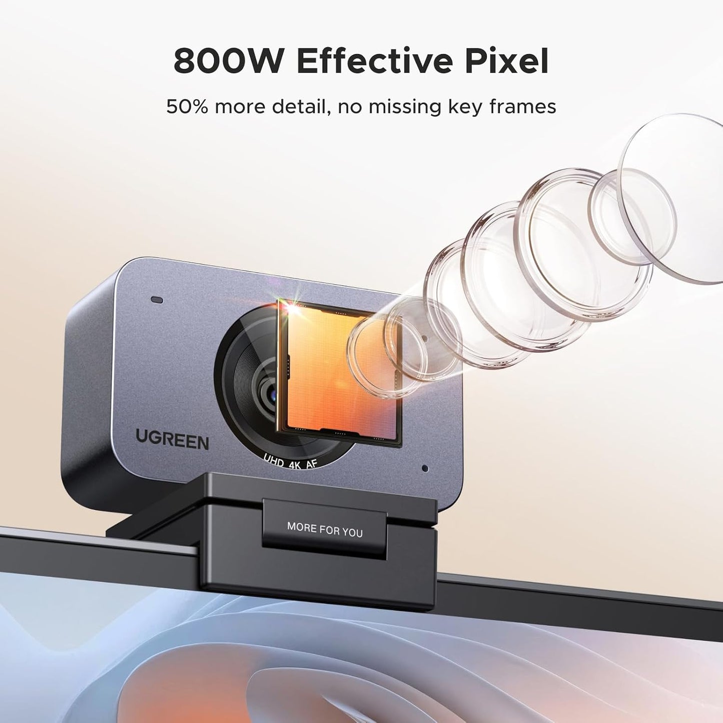 UGREEN 4K Webcam with Auto Focus, Dual AI Noise-canceling Mics for PC/Mac | 1/2.55" CMOS Sensor, 1080P 60FPS, Privacy Cover, Portrait Mode, Live Streaming, Conference, OBS, Zoom, Teams
