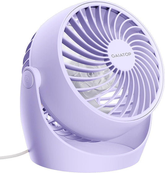 Gaiatop Desk Fan, 5-Inch Portable Electric Table Desktop Air Circulator Fan | Powerful with 3 Speed 360° Adjustable Tilt Compact Design For Cooling Home Room Bedroom Bathroom Kitchen Office