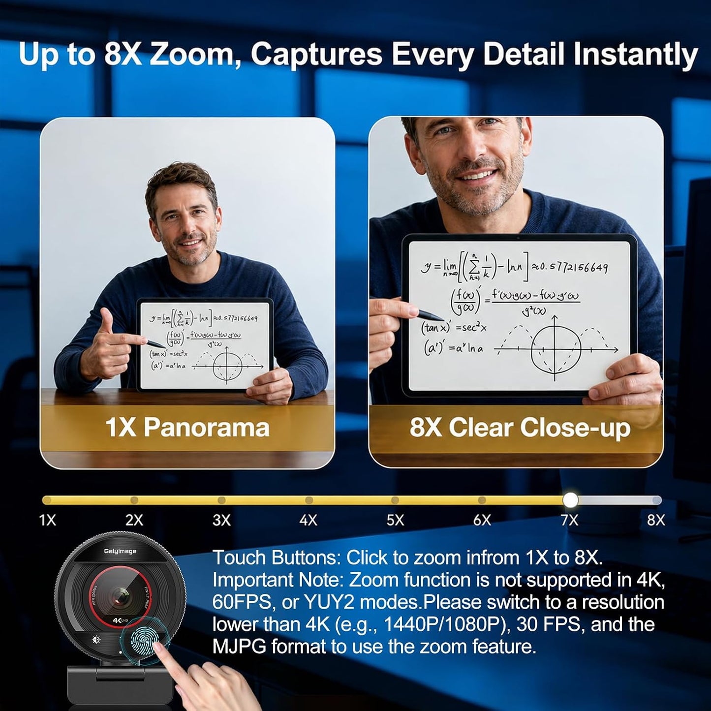 4K Webcam for PC Computer PDAF Autofocus with Built-in Microphone Windows | 1080P@60fps, Privacy Cover, Dual Noise Cancel Mics, 8X Digital Zoom, 78° FOV, Compatible Zoom Teams Twitch Google Meet
