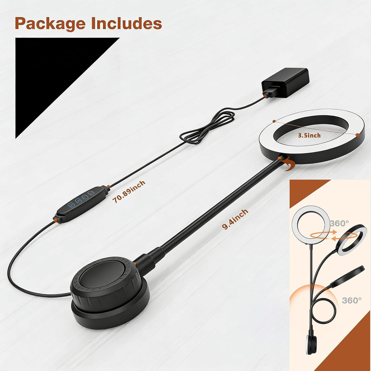 Ring Light for Computer Monitor,Suction Cup Small Desk Lamp for Office Home