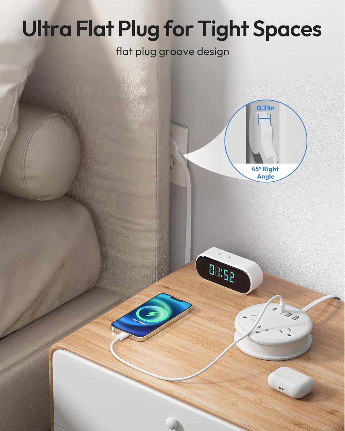 NTONPOWER Travel Power Strip, Travel Essentials, Cruise Essentials 2026 | Cruise Approved Power Strip, 3 Outlets 4 USB Ports(2 USB C), 4FT Wrapped Around Cord, Beach Vacation Essentials, Travel Gift