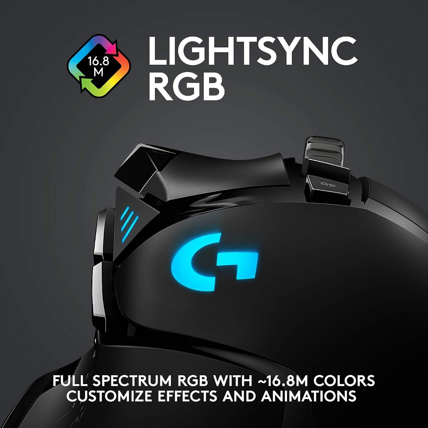 Logitech G502 Lightspeed Wireless Gaming Mouse with Hero 16K Sensor, PowerPlay Compatible, Tunable Weights and Lightsync RGB - Black (Renewed)
