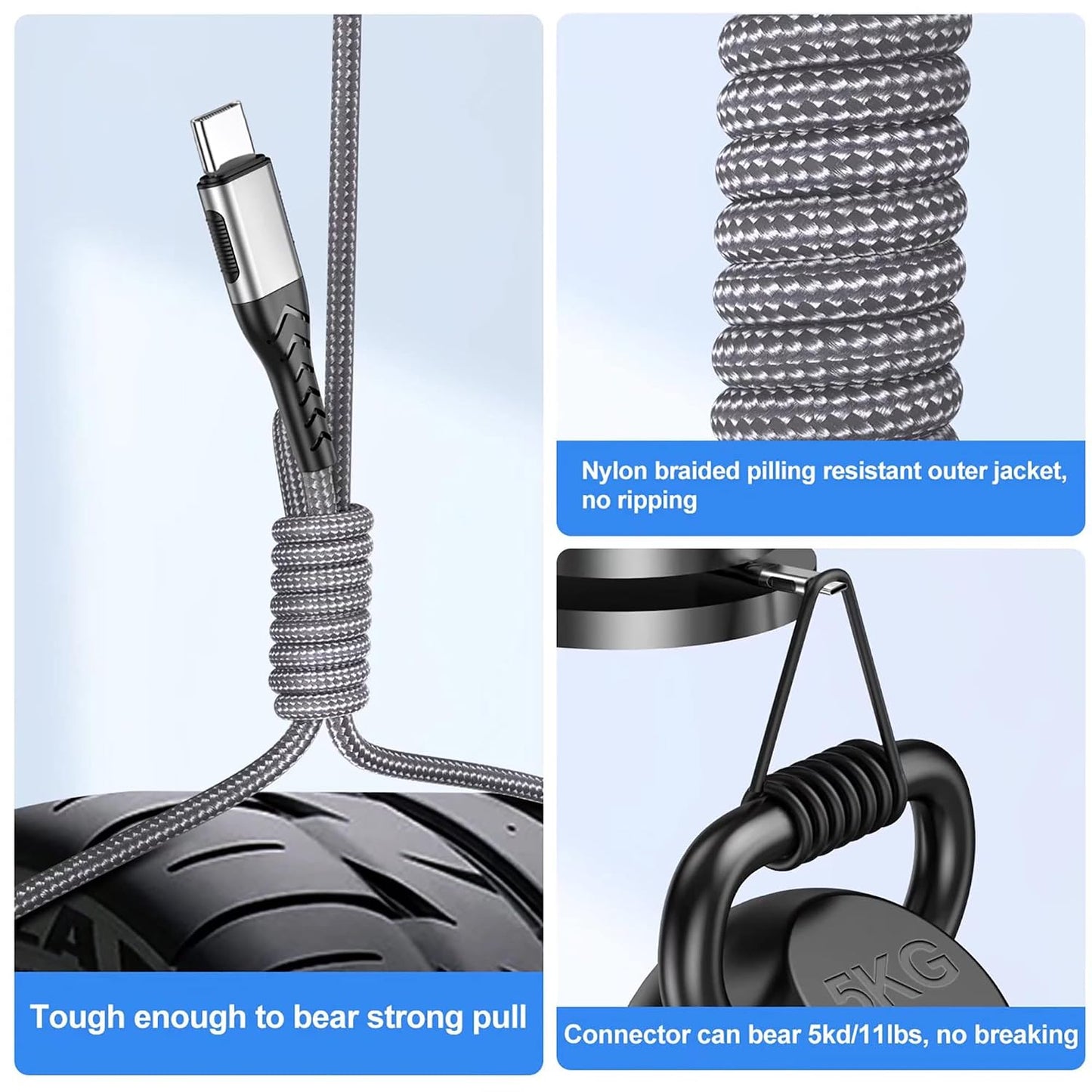 USB C Cable, Upgarded 2Pack 10ft Fast USB Type C Charging Cable for Android/Phone/Pad/Laptop, Type C Charger Braided USB Cable Compatible withi Phone 17/16/15/Pro/Plus/Max/Sam.Sung-Silver