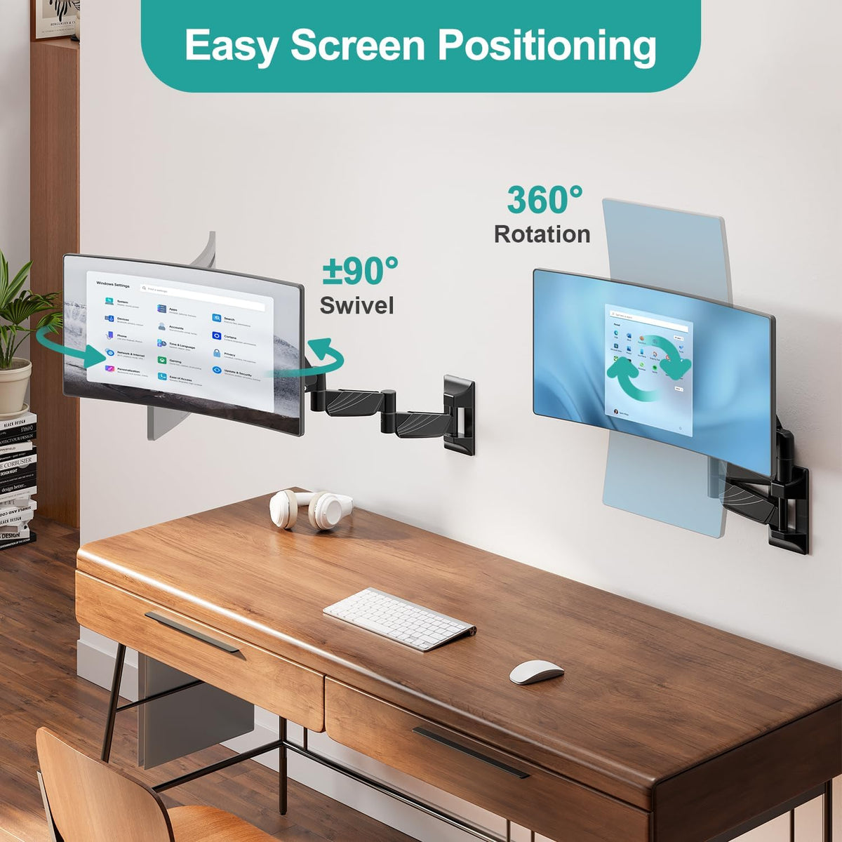 MOUNT PRO Monitor Wall Mount for 13 to 32 inch Computer Screen, Extra Long Adjustable Single Wall Mount Monitor Arm, Full Motion Vesa Wall Bracket 100x100, Hold up to 17.6lbs, Black