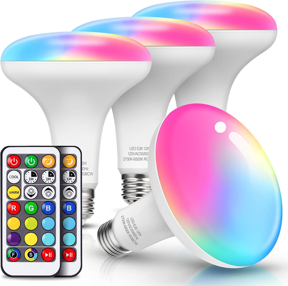 JandCase BR30 Color Changing Light Bulb,RGB+Warm+Cool White LED Flood Light