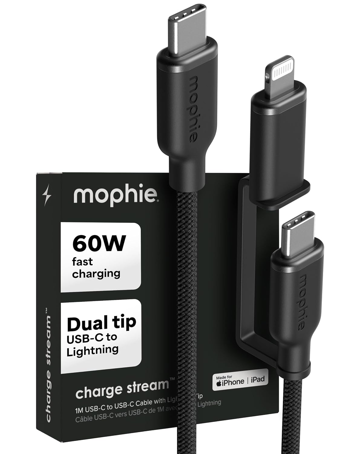 mophie Charge Stream USB-A to USB-C Cable 3ft - Flexible Silicone