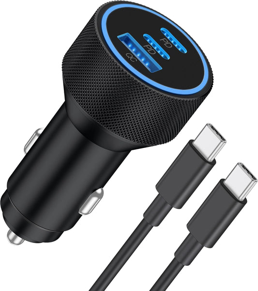 for iPhone 17/16/15 Pro Max Car Charger, 67W Fast USB C Car Charger | 3-Port Power Cigarette Lighter Adapter, with 3FT USB C to C Cable, for iPhone 17/17 Pro/Air/17e/16/15 Pro Max/Plus/16e/iPad