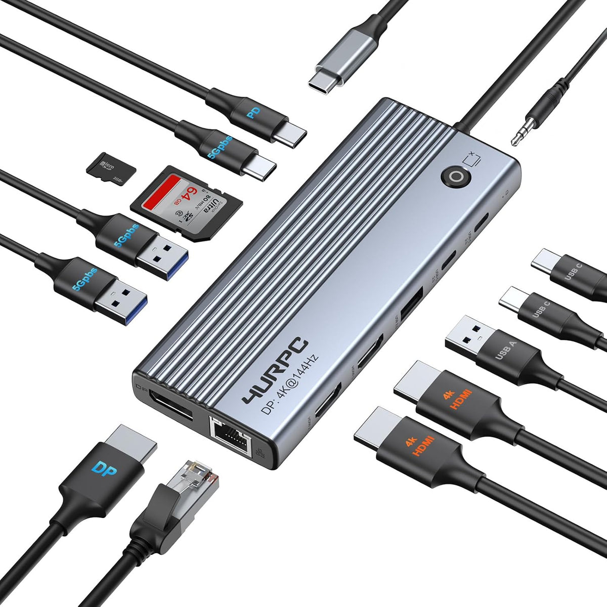 Laptop Docking Station 3 Monitor 4K, 14-in-1 USB C Docking Station