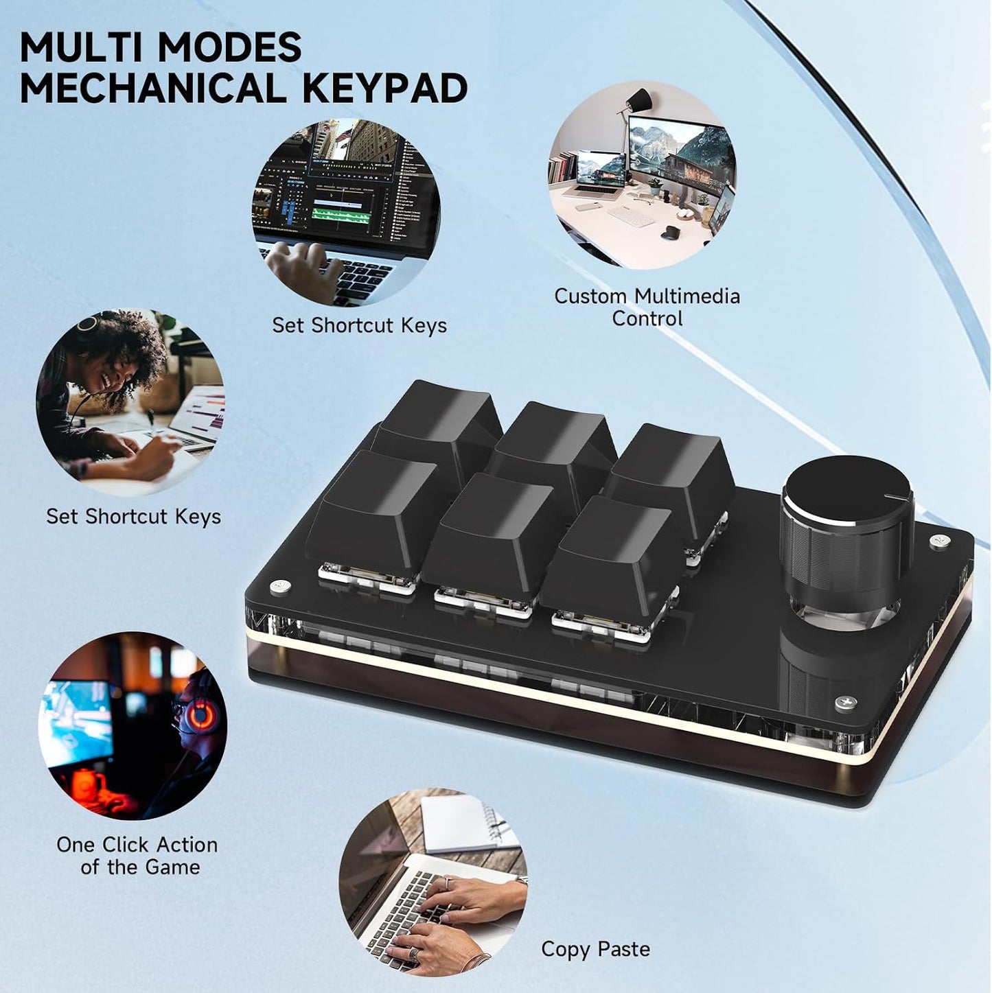 SIKAI CASE Programmable Macro Keyboard,6 Key Macro Mechanical Gaming Macro Keypad,Custom Knob KeyPad, Hot swappable Switch Gaming Keyboard,Wired programmable keypad with Drawing Programming Video