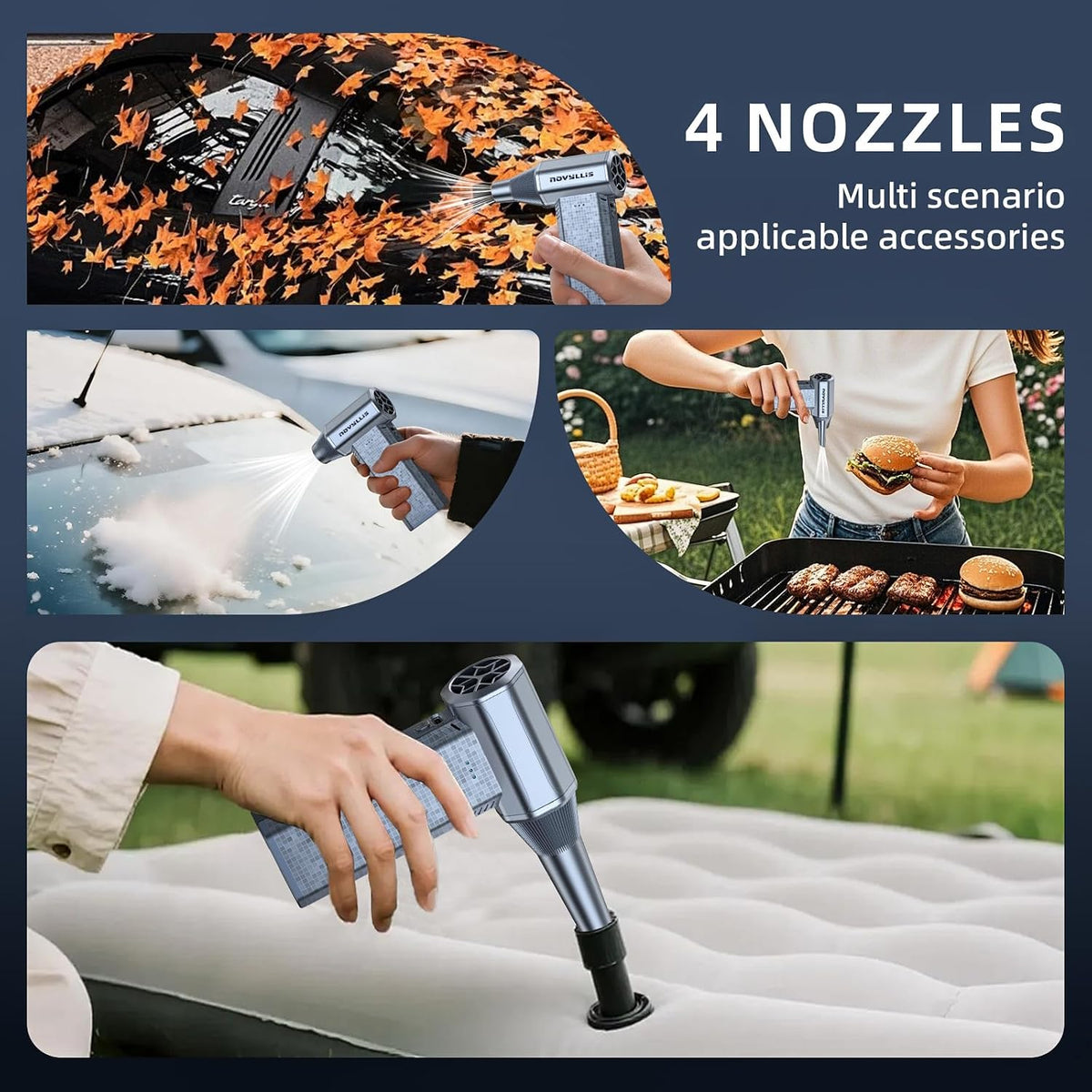 Cordless Compressed Air Duster, 150000RPM Super Power Electric Air Duster, 3-Gear Adjustable Mini Air Blower for Computer, Keyboard, Outdoor, House and Car Cleaning (Silvery)