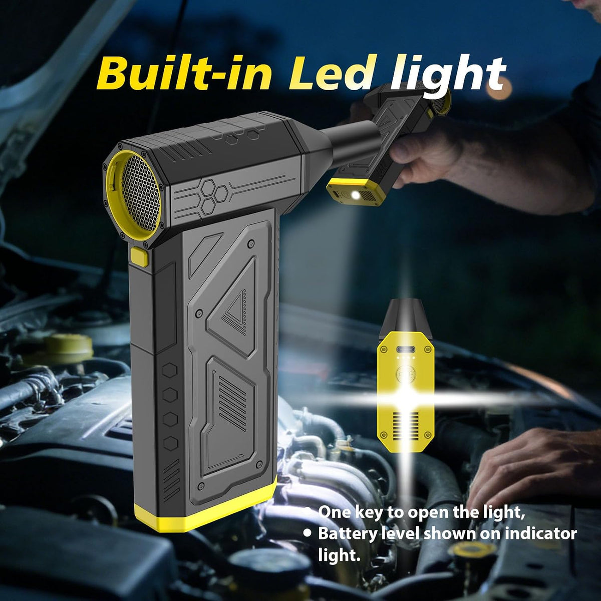 Compressed Air Duster,420 mins Runtime,Replace Canned Air to Clean Computer | 7800mAh,150000RPM,150g wind force,45M/S wind speed,comes with LED light.Portable air blower for computer, keyboard clean