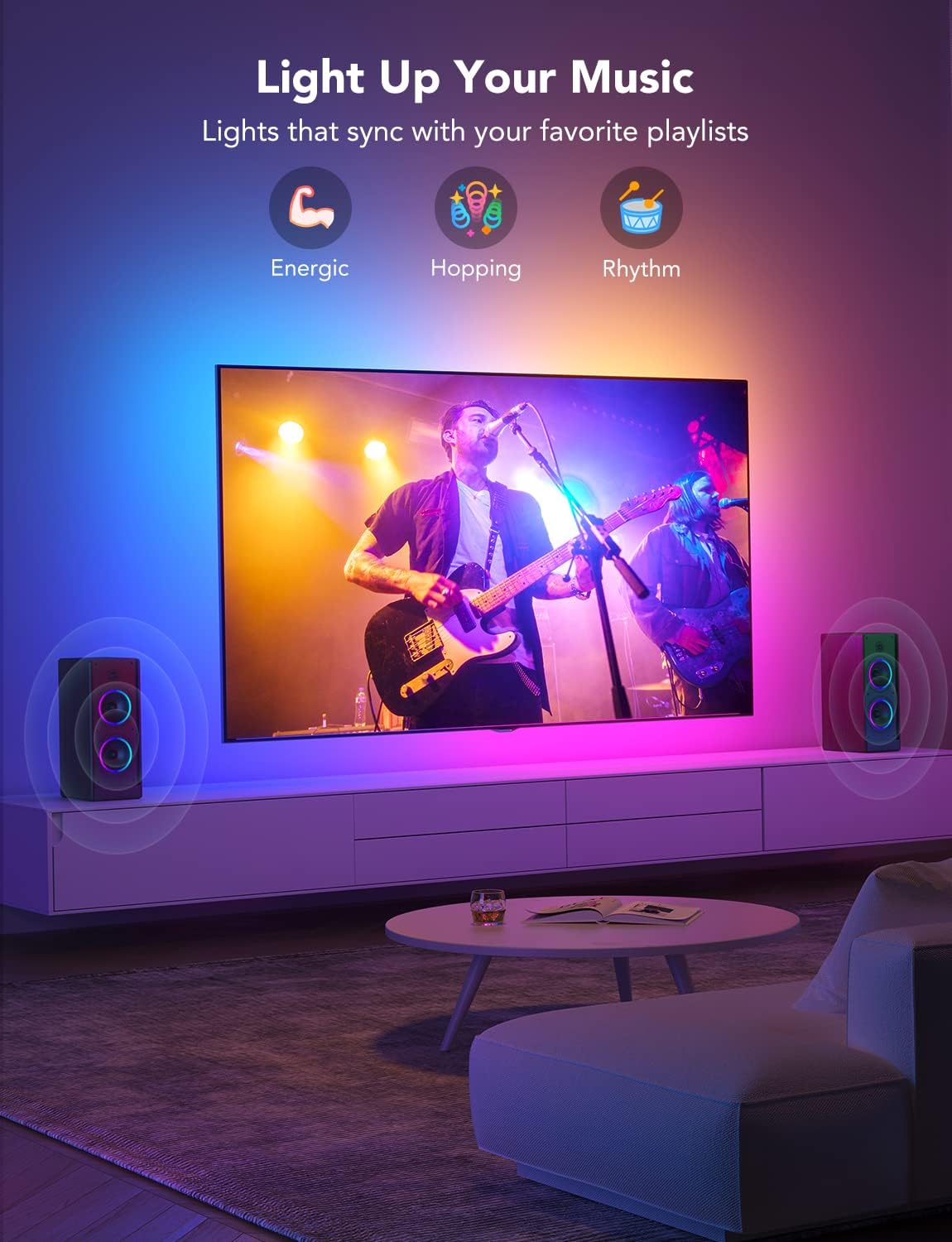 Govee TV LED Backlight, RGBIC Smart LED Strip Lights for 55-65 inch TVs | 99+ Scene Modes, Music Sync, Bluetooth and Wi-Fi APP Control, Works with Alexa & Google Assistant, Adapter, 12.5ft/114 LEDs