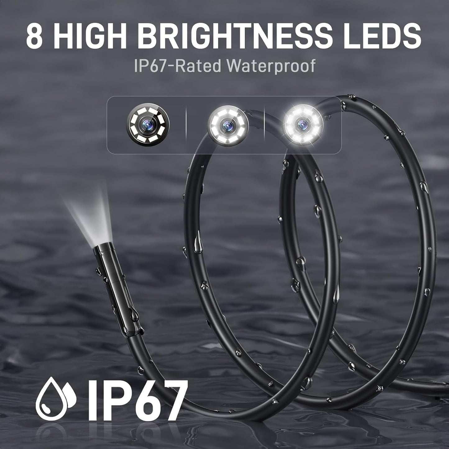 Teslong 2.0MP USB-C Auto Focus Borescope for Plumbing & Wall Inspections | 16.5FT Flexible Endoscope with 8 LED Lights - Inspection Camera for Auto, HVAC for iPhone 15+ & Android