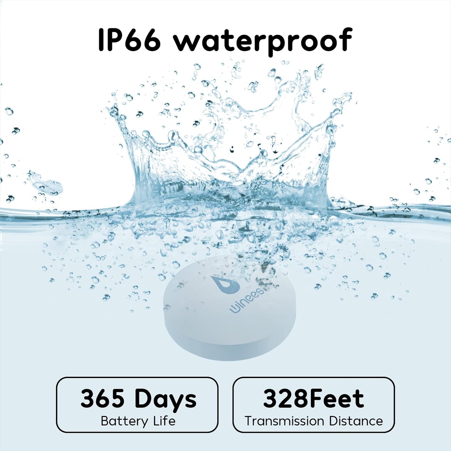 Winees WiFi Water Leak Detector, 3 + 6 Pack Water Sensors with 100dB Adjustable Alarm, Leak Alert Email&SMS Notification, 100M Transmission for Basement, Bathroom, Laundry, IFTTT, 2.4G WiFi Only