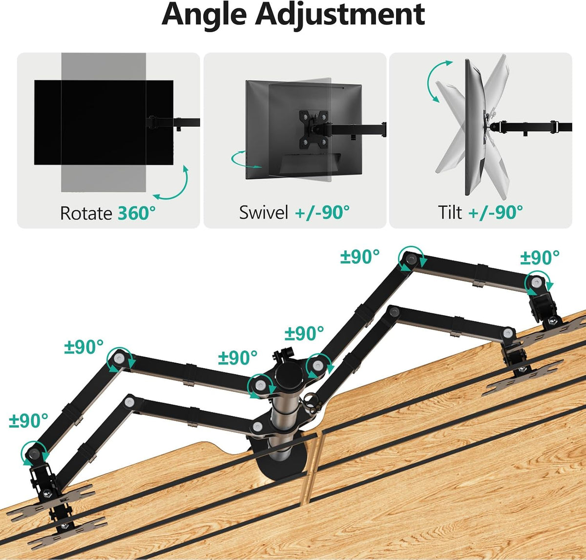 WALI Quad Monitor Desk Mount for 13-32 inch Computer Screens, 22lbs per Arm