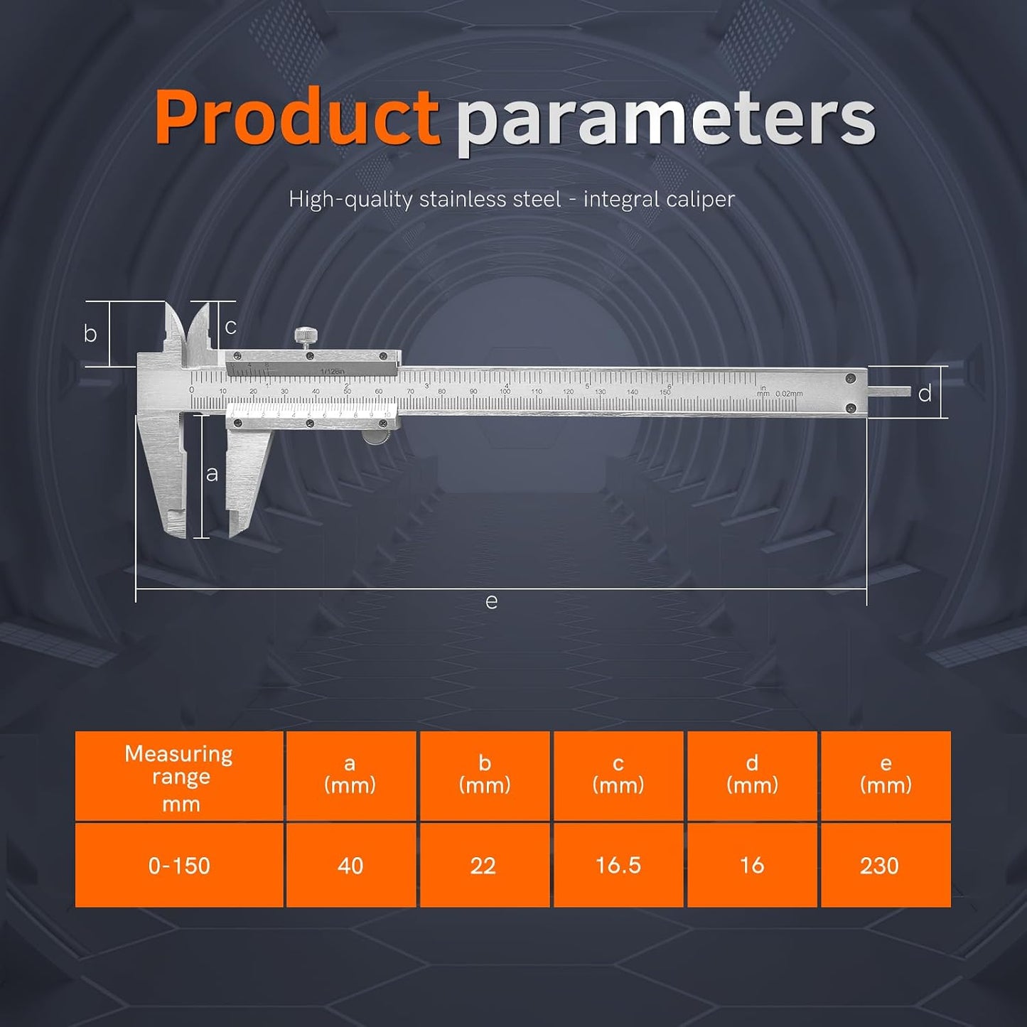 6-Inch/150mm Vernier Caliper Measuring Tool, Fractional Calipers, High-Hardness Steel Mechanical Micrometer, Non-Digital Slide with Dual Imperial/Metric Scale, 0.02 mm&1/128 Inch