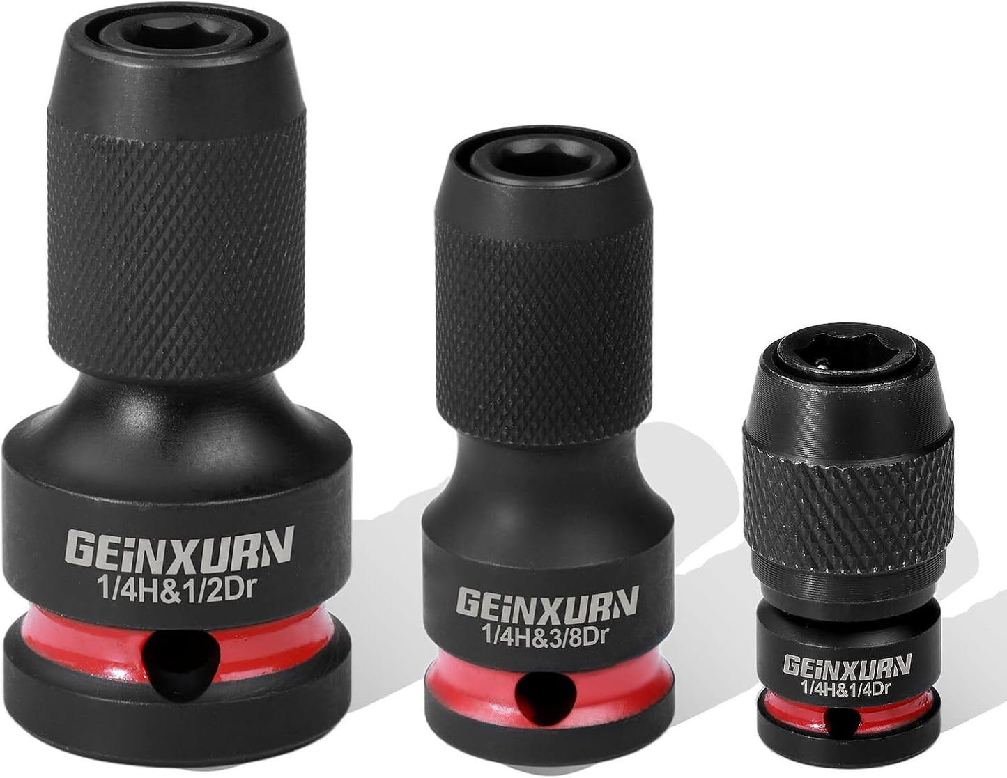 3PCS Impact Screwdriver Bit Holders Include 1/2-inch, 3/8-inch and 1/4-inch Square Drive to 1/4-Inch Quick Release Hex Socket Adapter for Impact Wrench
