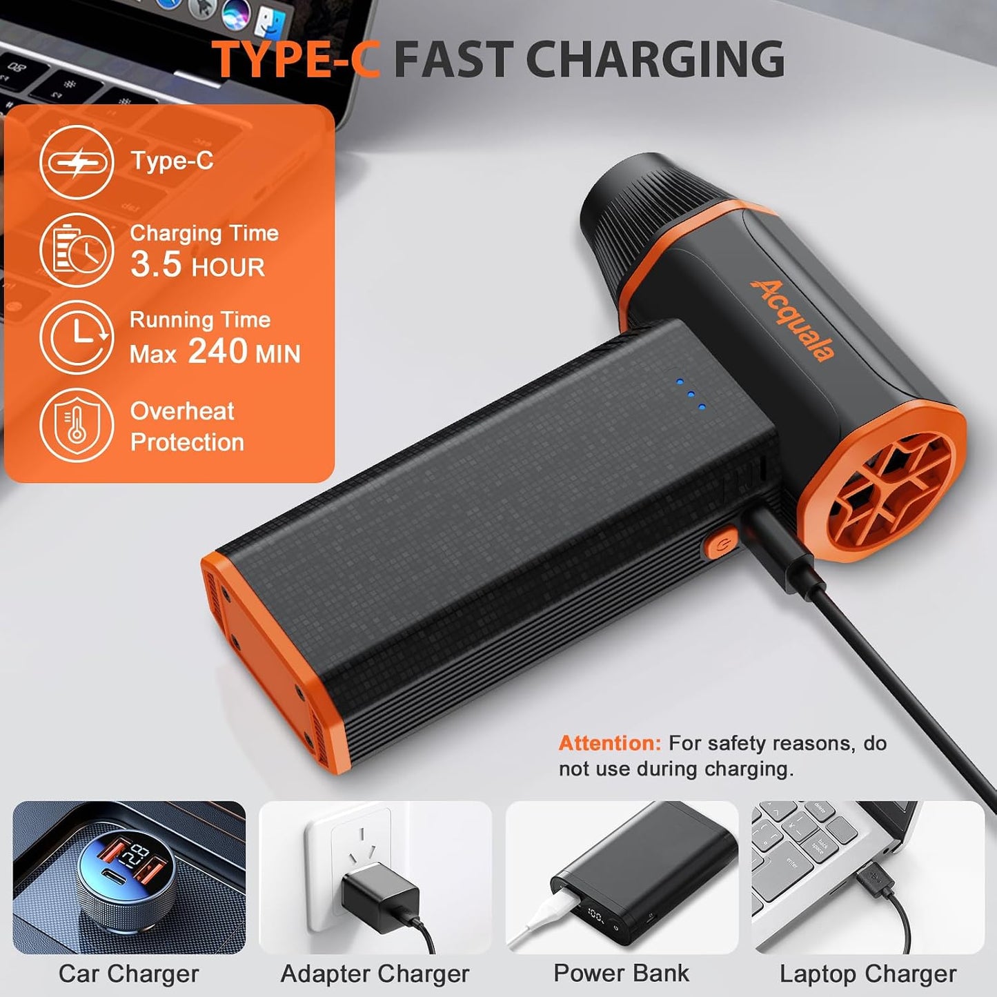 Compressed Air Duster, 160000RPM Ultra Powerful Electric Air Duster, 3-Speed Adjustable Air Blower, Rechargeable Cordless Mini Blower for Keyboard, Computer, Electronics, Car, Home & Outdoor Cleaning