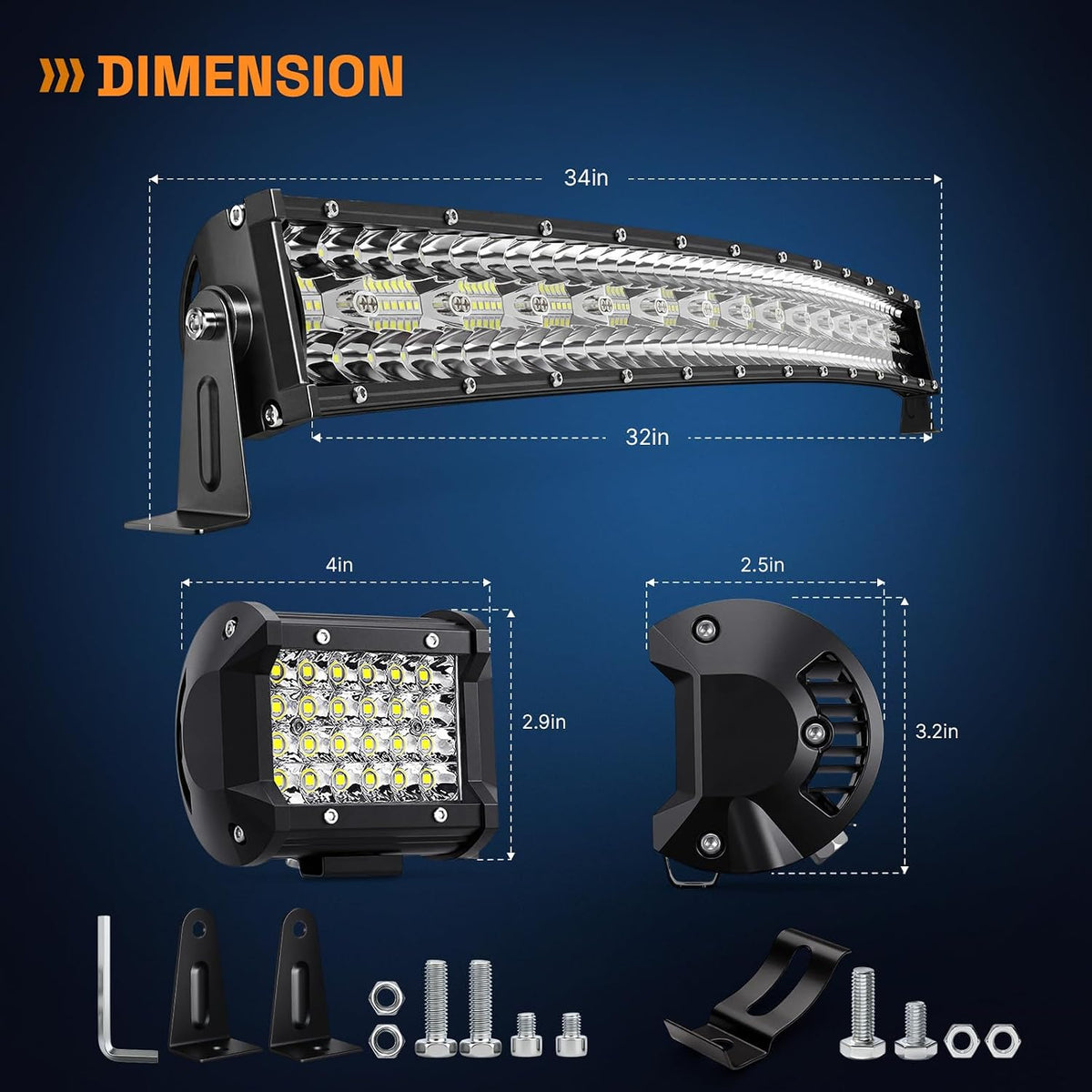 LED Light Bar Kit, 32Inch 585W Ultra Slim Double Row Light, 4PCS 72W Cube Light with Wiring Harness, Off Road Accessories Fog Lights for SUV ATV UTV Tractor Pickup Boat